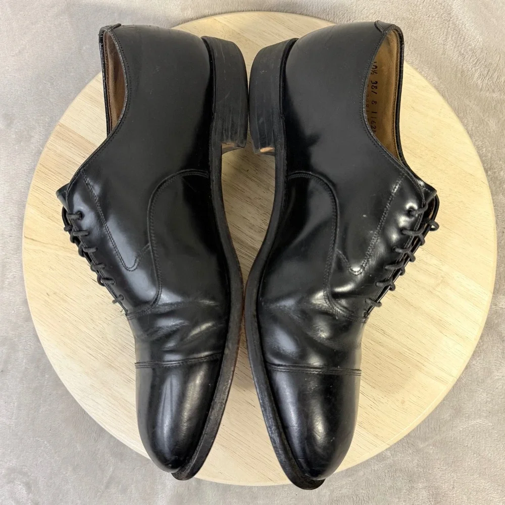 Johnston & Murphy Optima Mens Black Leather Cap Toe Oxford Shoes 10.5 E 22-2981